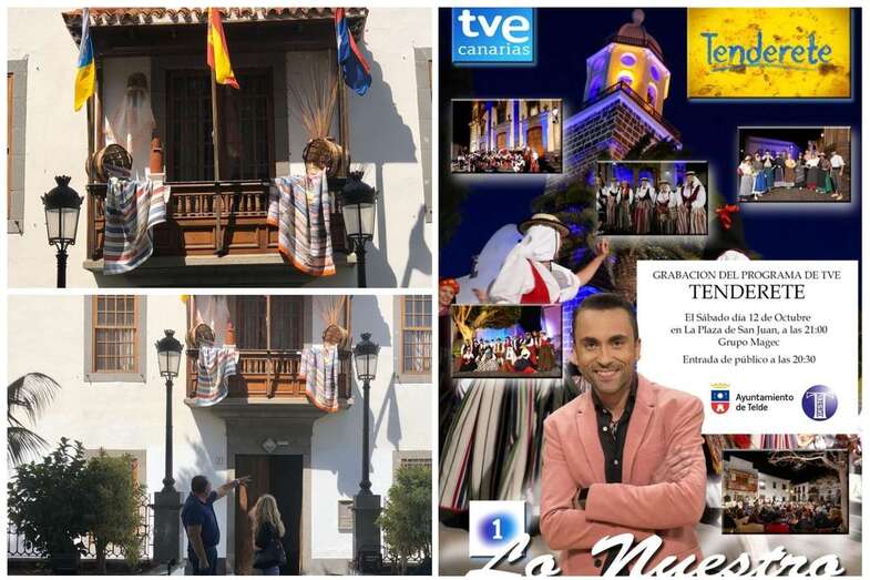 Engalanamiento de la plaza de San Juan para el programa (Foto TA)